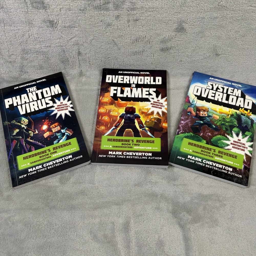 Minecraft Herobrine's Revenge Books 1-3 Lot Mark Cheverton Paperback Set